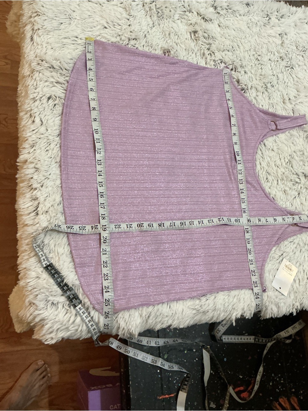 NWT Jennifer Lopez XXL soft lavendar Shimmer Ring Strap Tank Top Plus Size - Picture 6 of 11